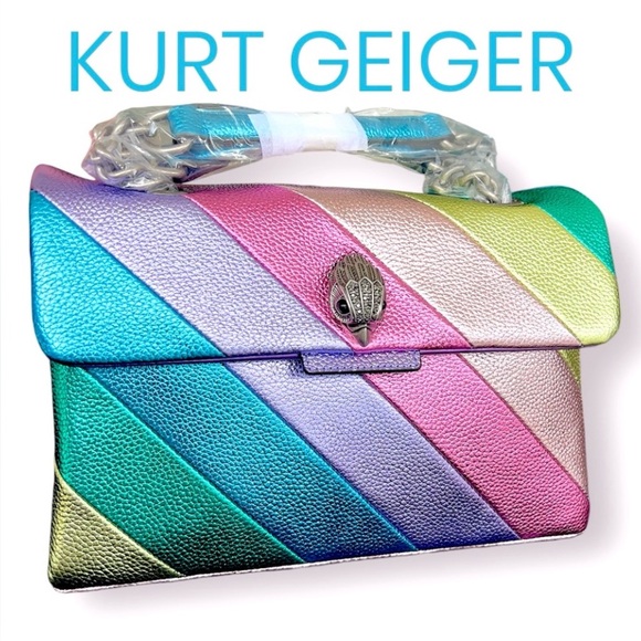 KURT GEIGER Kensington METALLIC GENUINE LEATHER Rainbowcrossbody shoulder bag